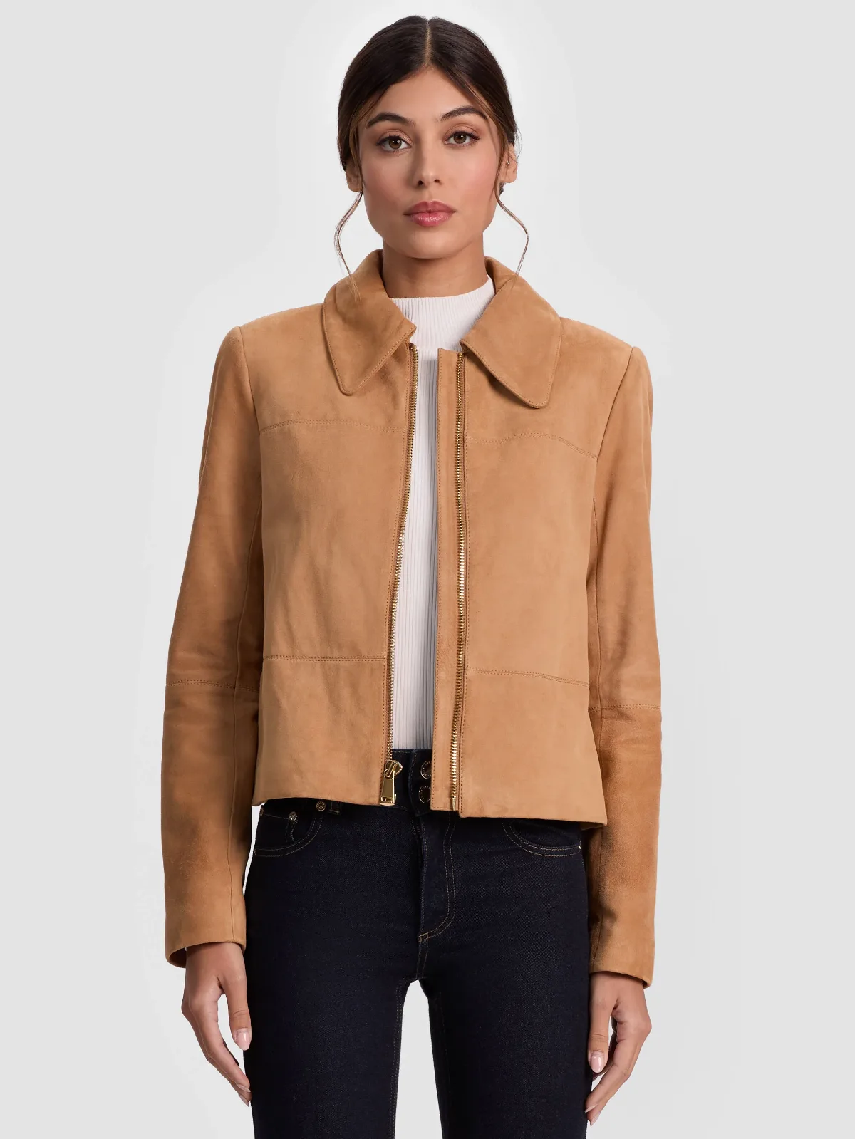 Logan Suede Zip Ft Short Coat by Alice + Olivia