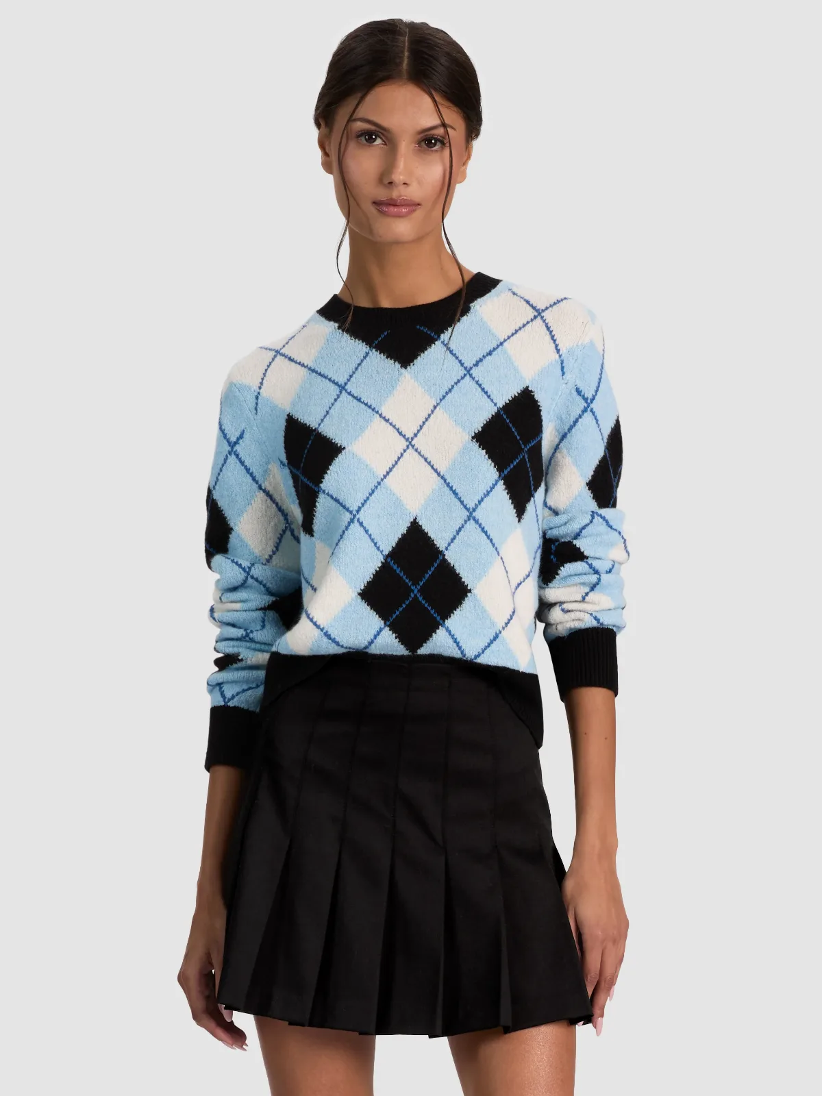 Carolee Crewneck Argyle Pullover by Alice + Olivia