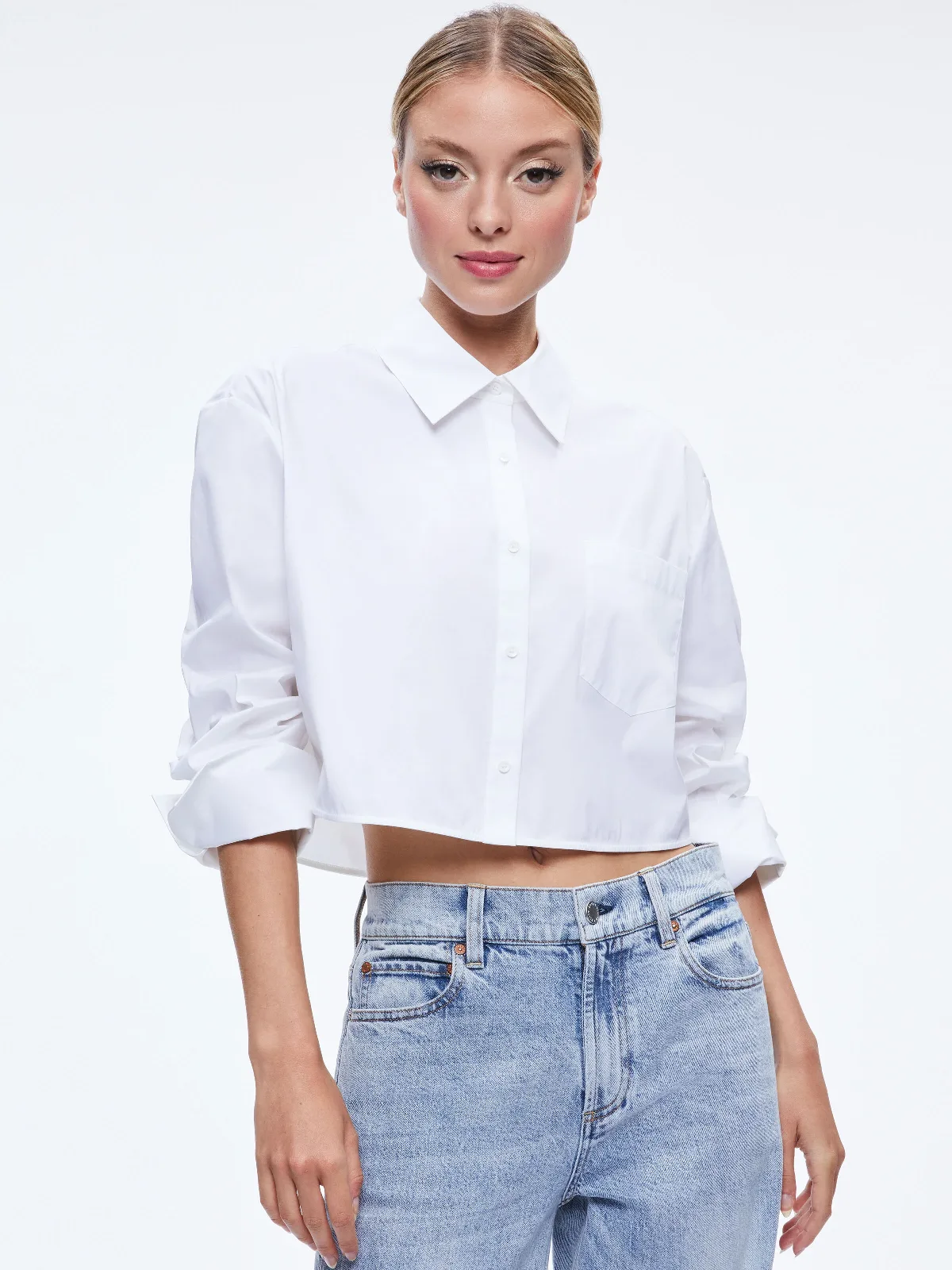 Finely Cropped Button Down by Alice + Olivia