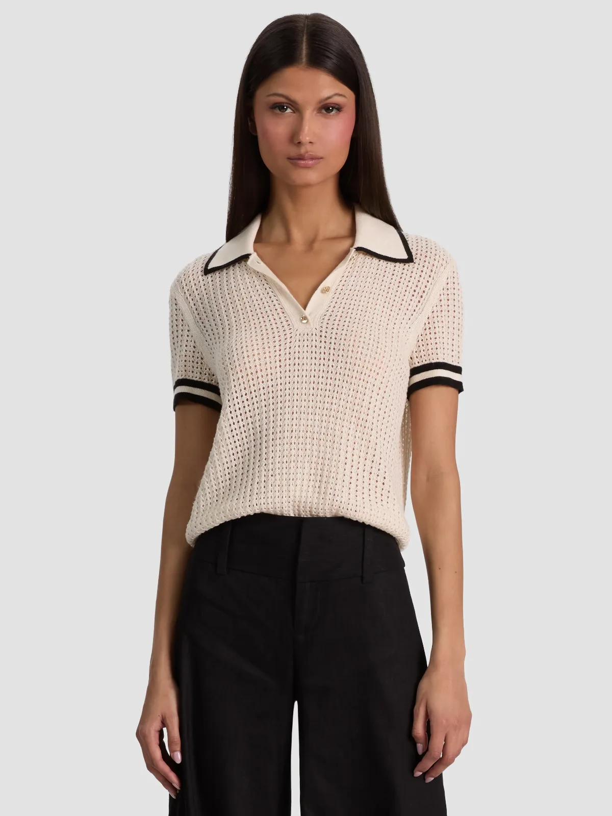Martha Pointelle Polo by Alice + Olivia