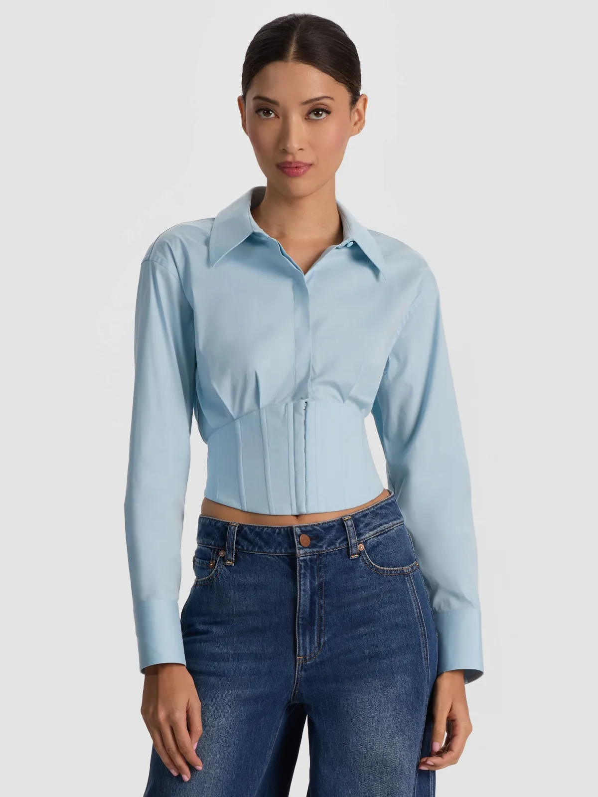 Edie Corset Button Down by Alice + Olivia