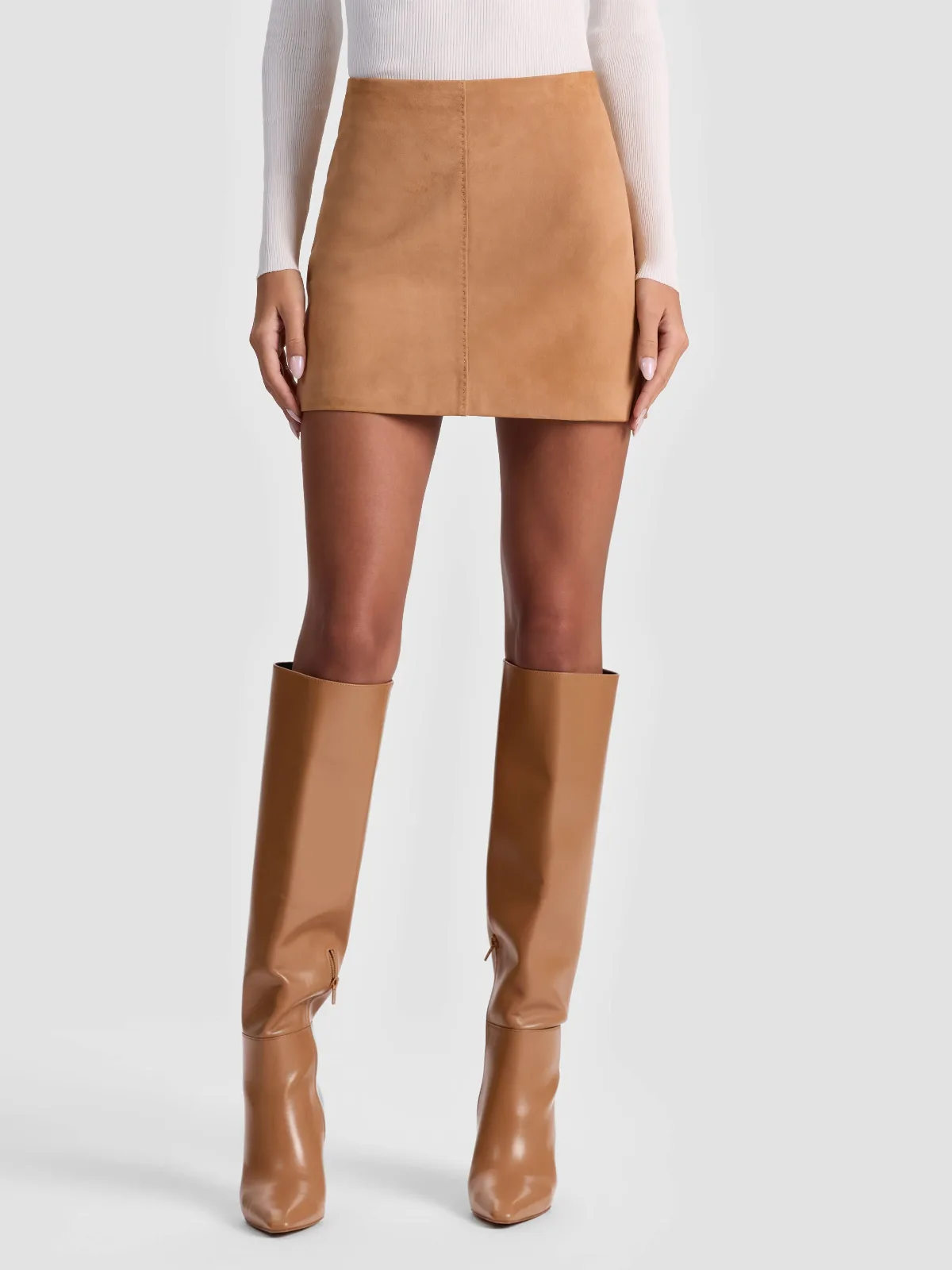 Riley Suede Mini Skirt - Praline by Alice + Olivia