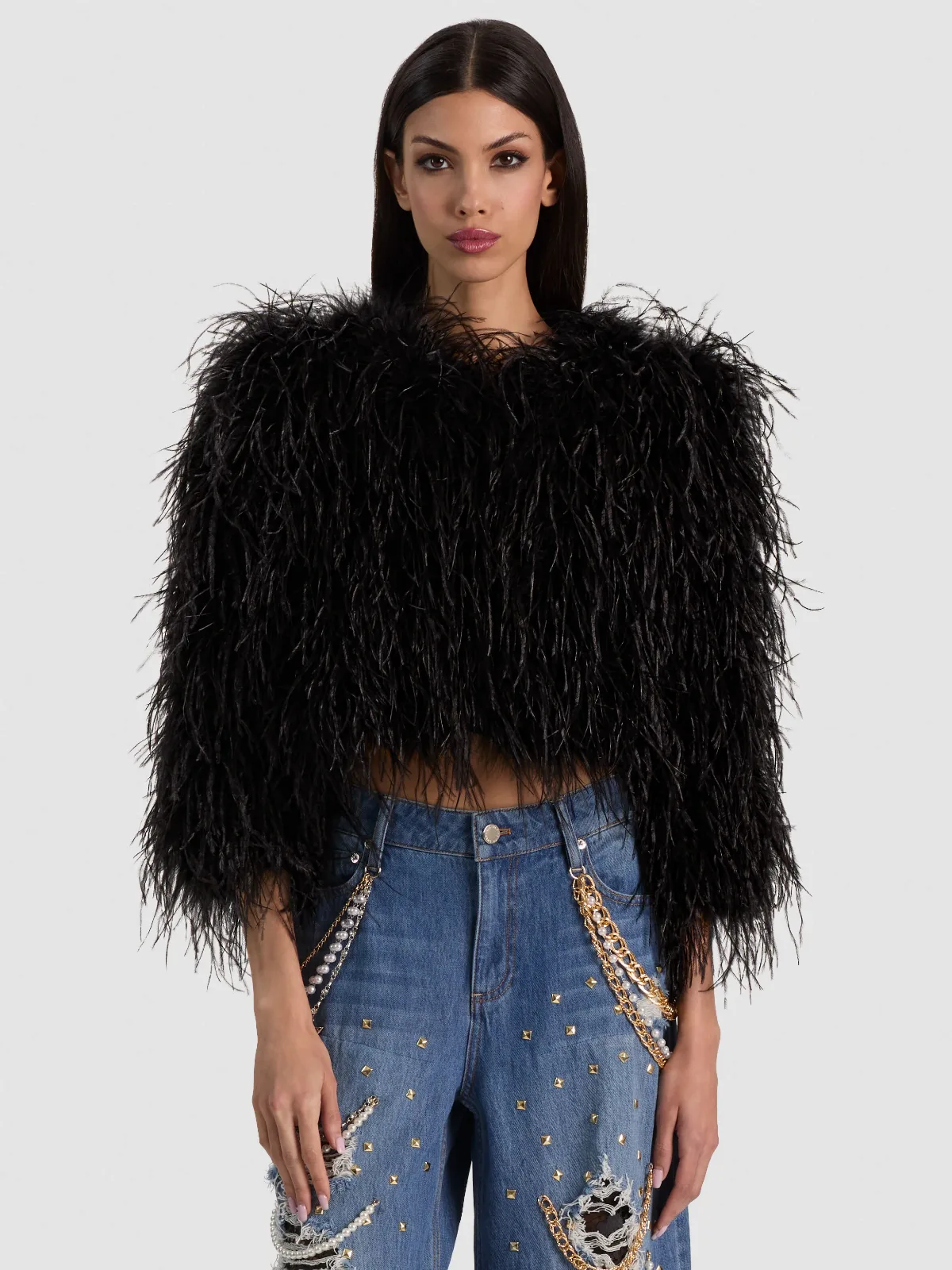 Kidman Feathered Jacket by Alice + Olivia