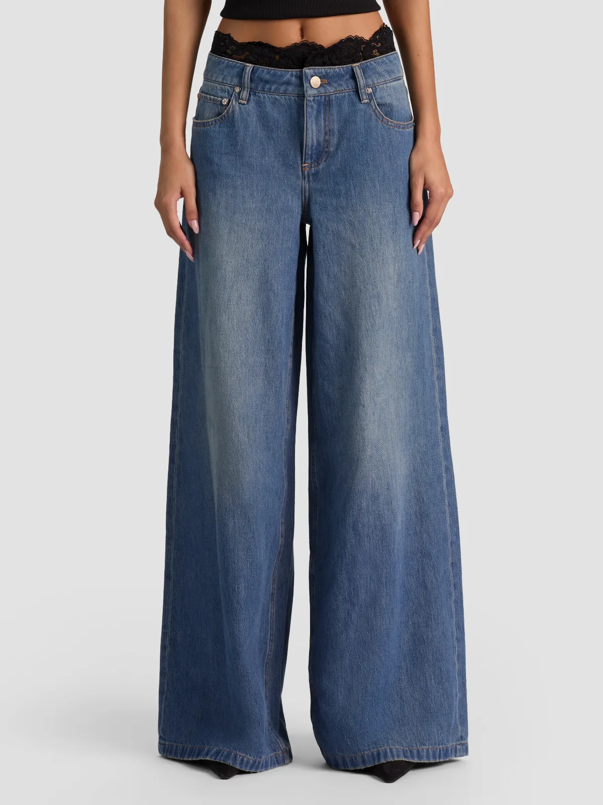 Ian Lace Trim Jean by Alice + Olivia