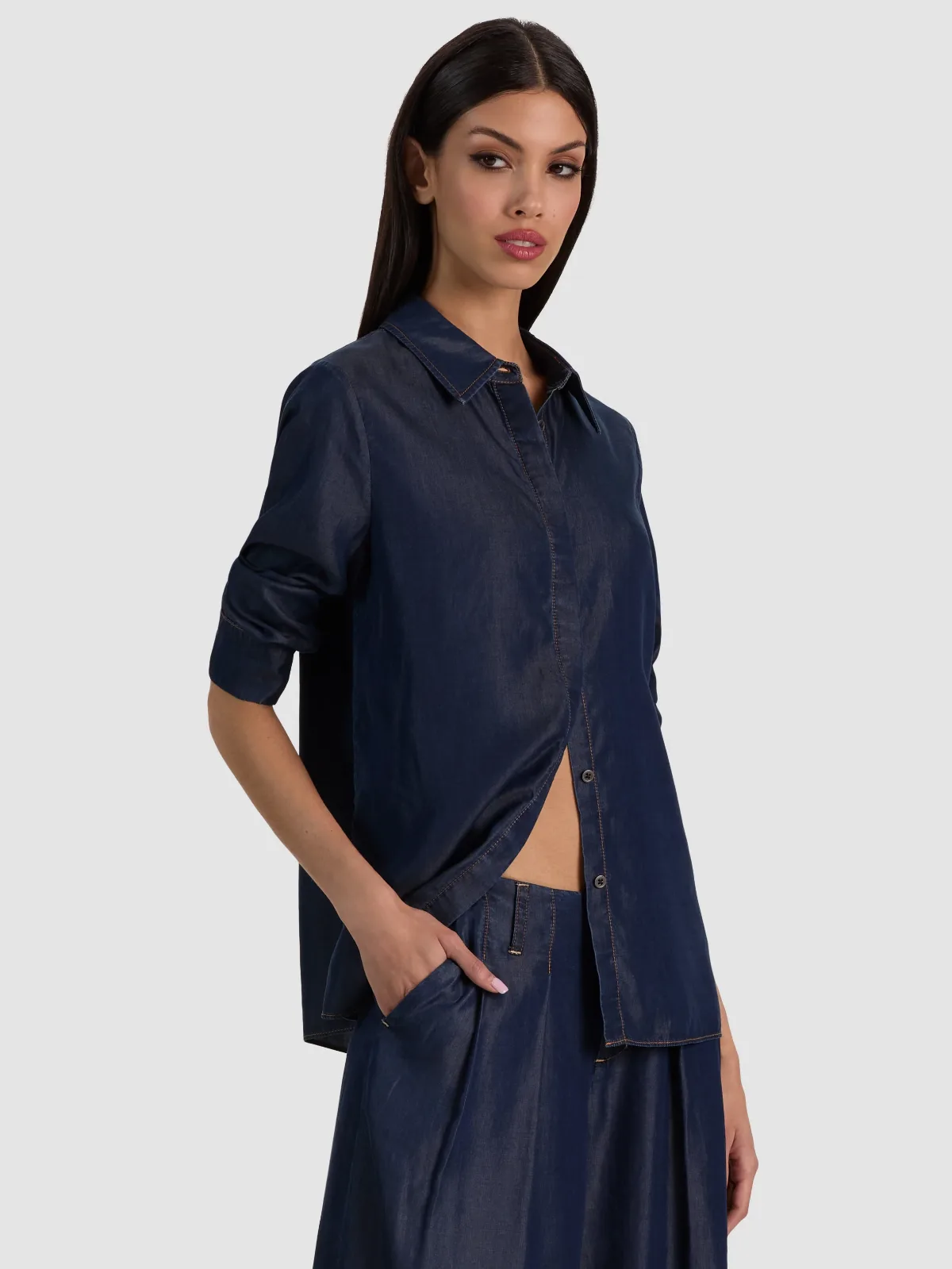 Willa Denim Blouse by Alice + Olivia