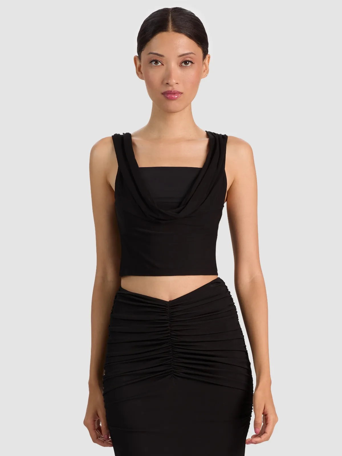 Alena Slvlss Draped Cowl Nk Cropped Top by Alice + Olivia