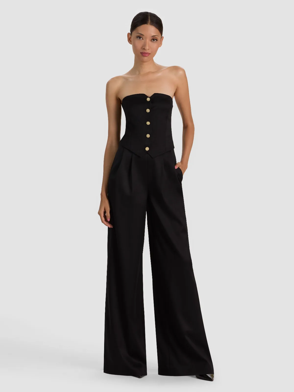 Kelcey Strapless Wool Jumpsuit by Alice + Olivia