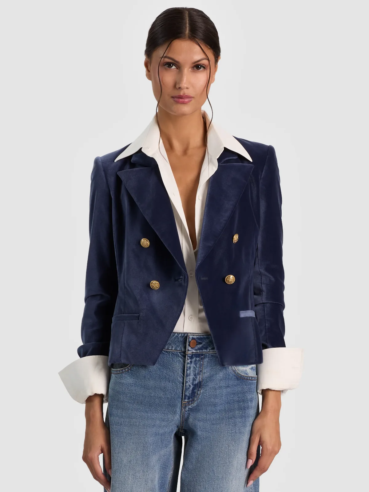 Sable Dbl Breasted Cropped Blazer by Alice + Olivia