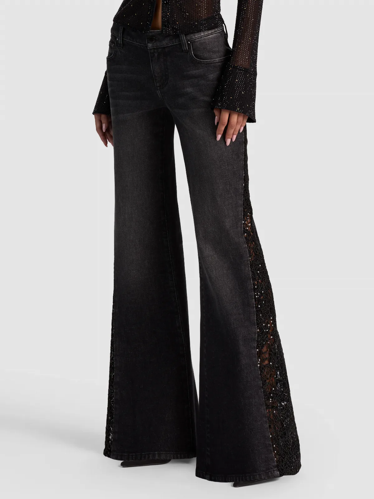Sirena Embellished Cutout Jean by Alice + Olivia