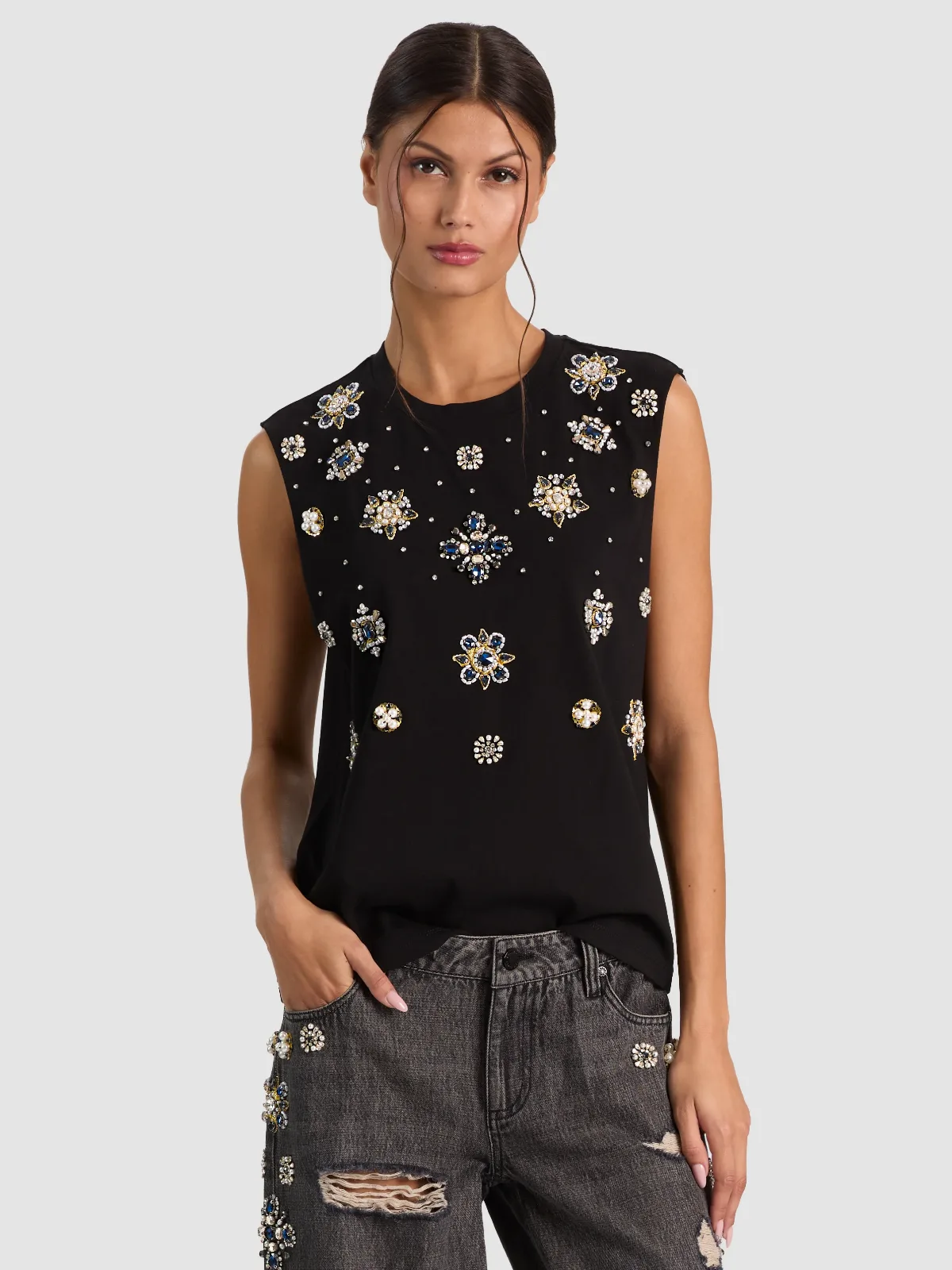 Micah Embellished Muscle Tank by Alice + Olivia