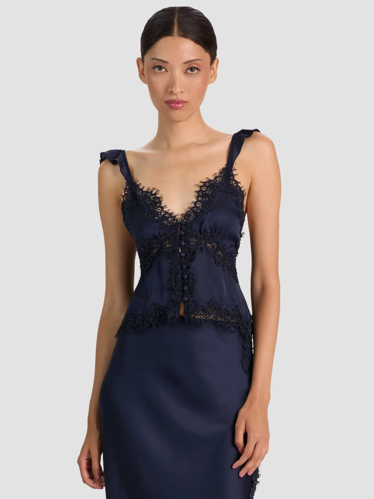 Rafaella Lace Trim Top W Ruffle Sleeve by Alice + Olivia