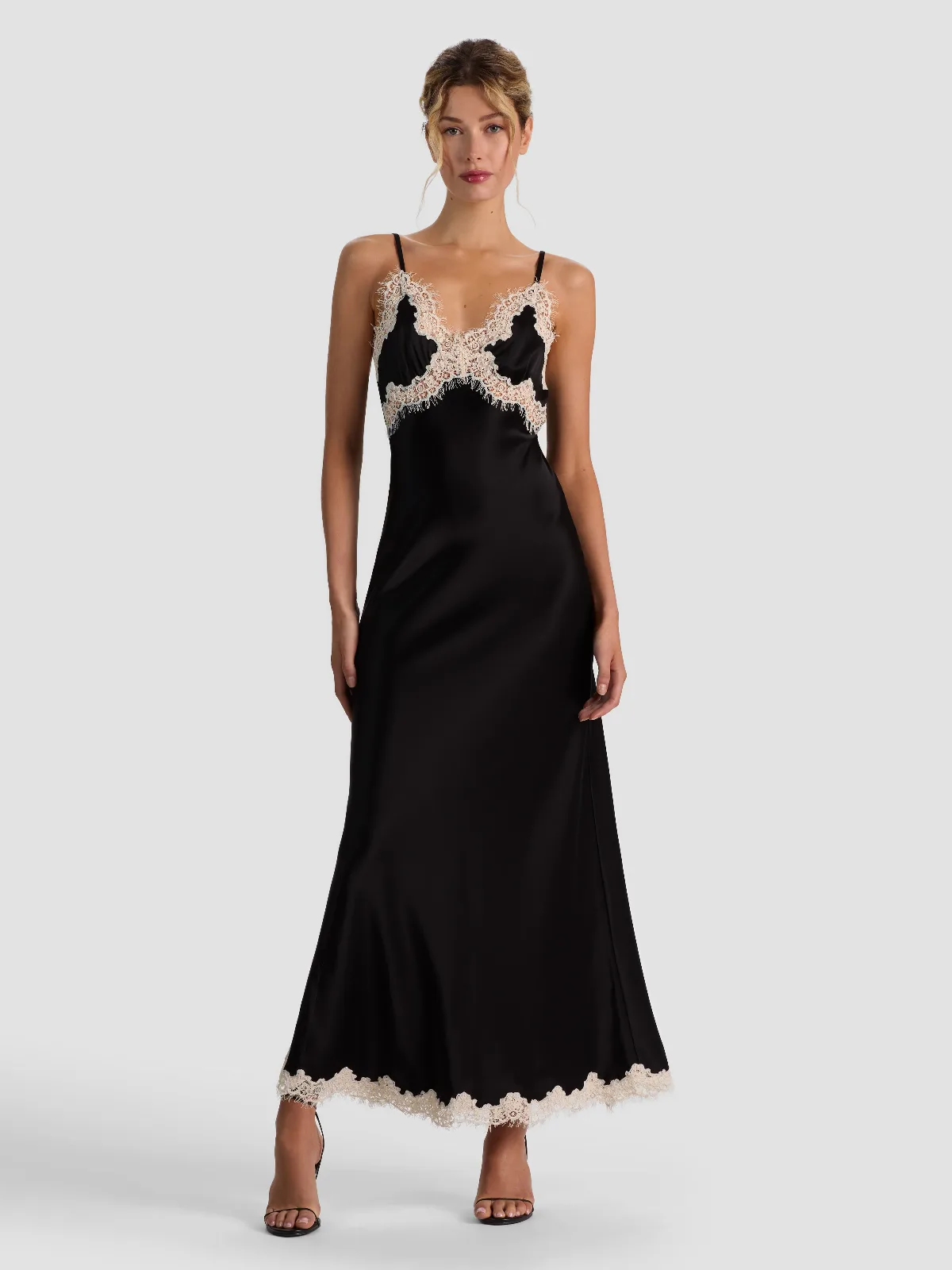 Julietta Hi Slit Lace Trim Maxi Slip Dress