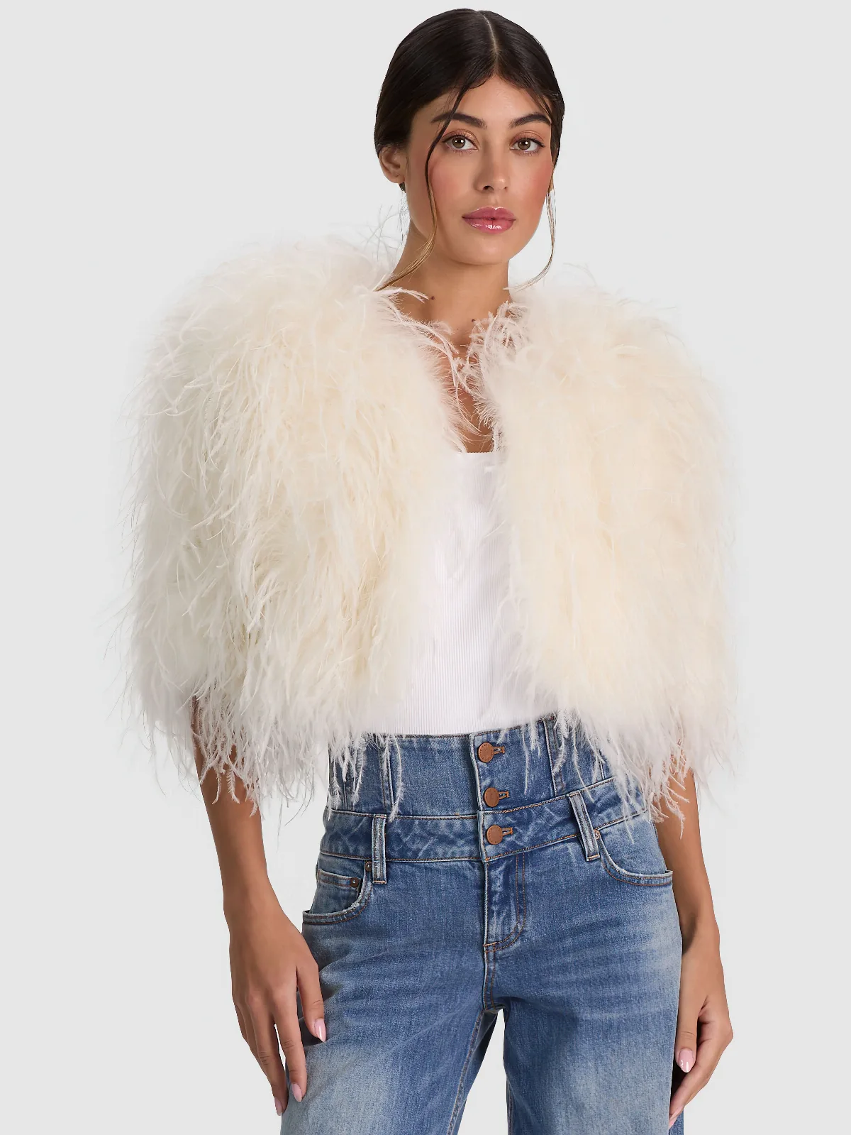 Kidman Feathered Jacket by Alice + Olivia