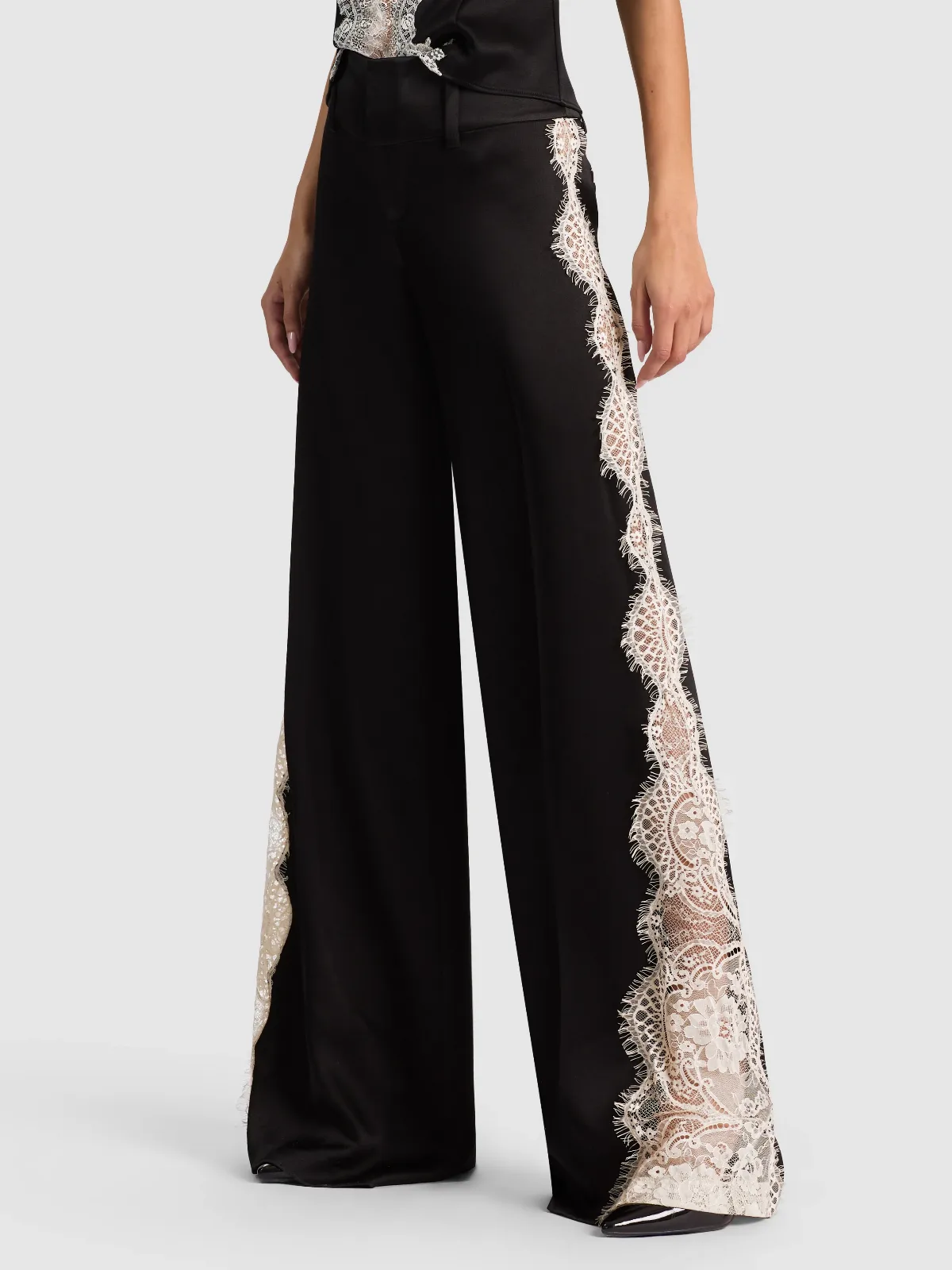 Olivia LR Wide Leg Pant W Cutaway Lace Godet by Alice + Olivia