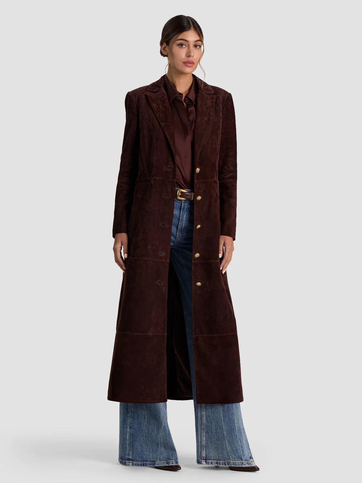 Irvin Suede Slim Maxi Blazer by Alice + Olivia