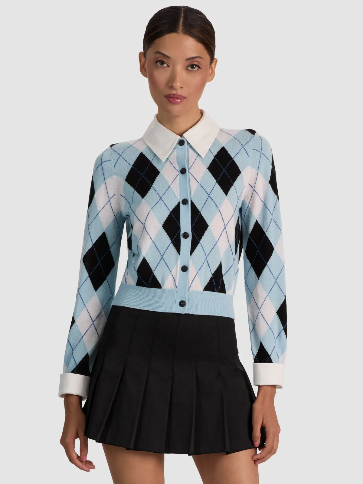Dollie Wool Collared Cardigan by Alice + Olivia