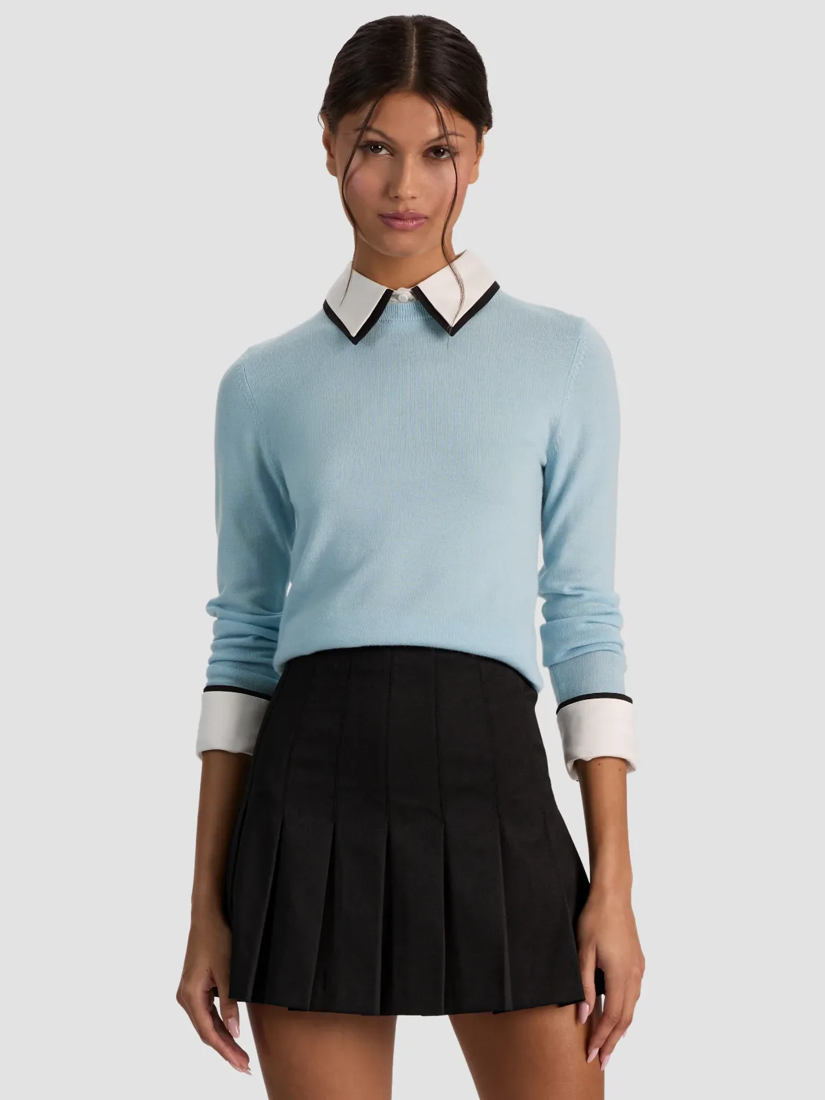 Porla Wool Double Collar Pullover by Alice + Olivia