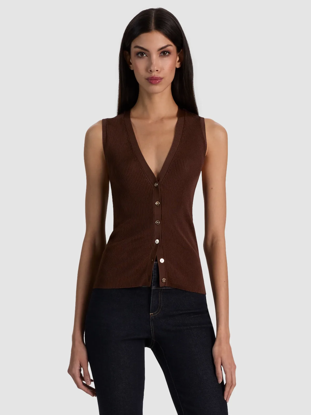 Loly Button Down Vest by Alice + Olivia