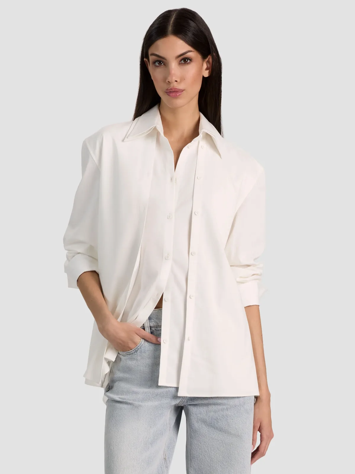 Aimee Double Layer Button Down by Alice + Olivia