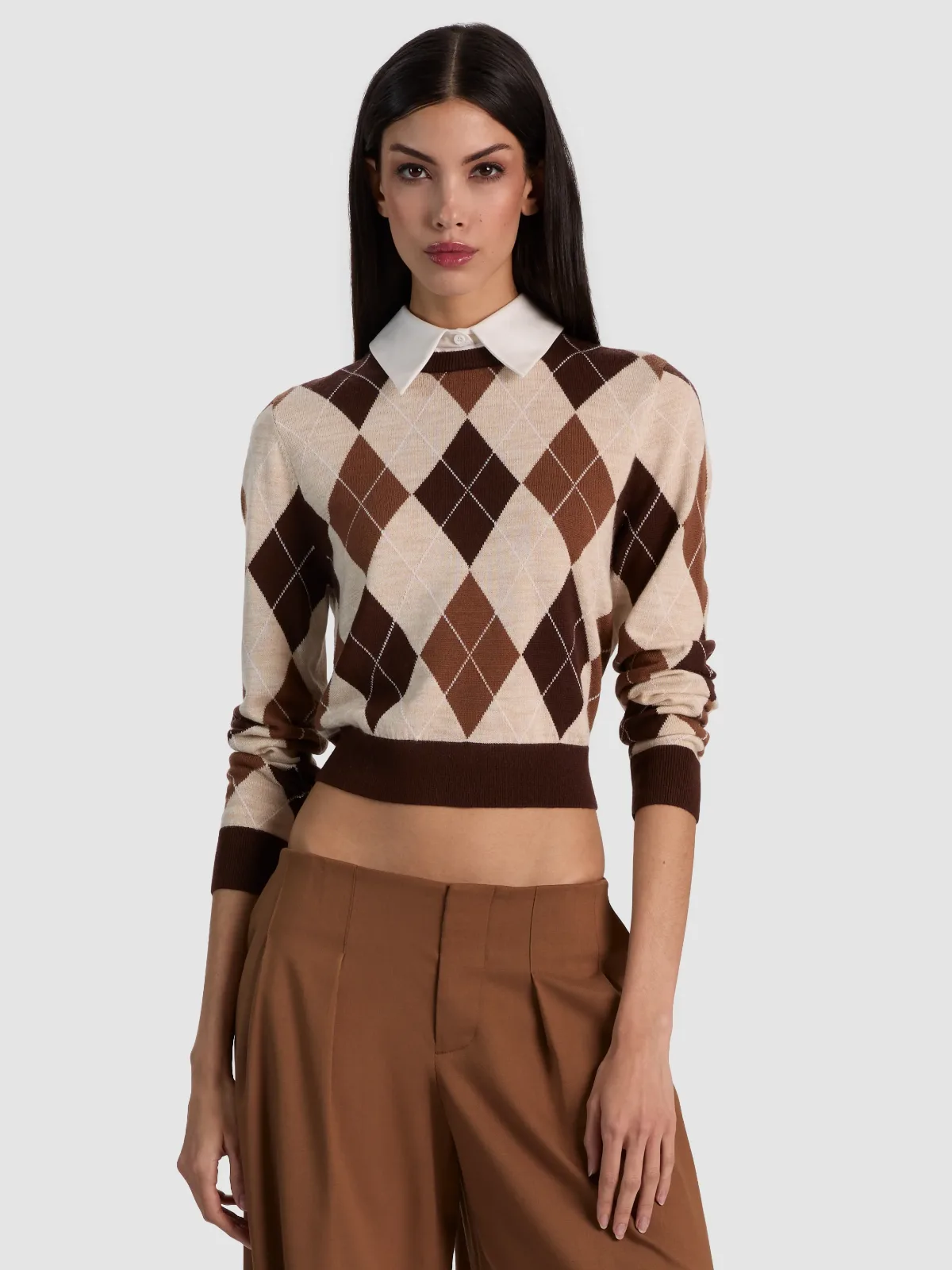 Carolann Wool Collared Cardigan by Alice + Olivia