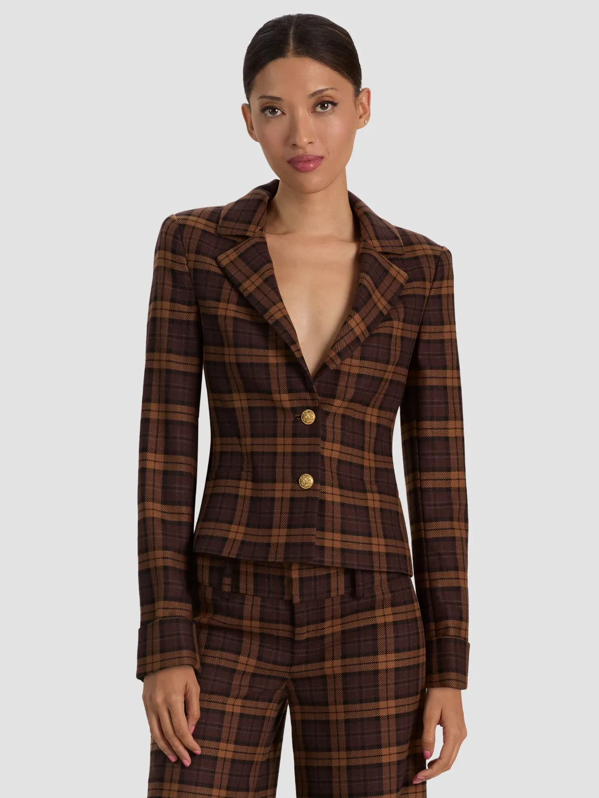 Macey Cropped Fitted Blazer by Alice + Olivia