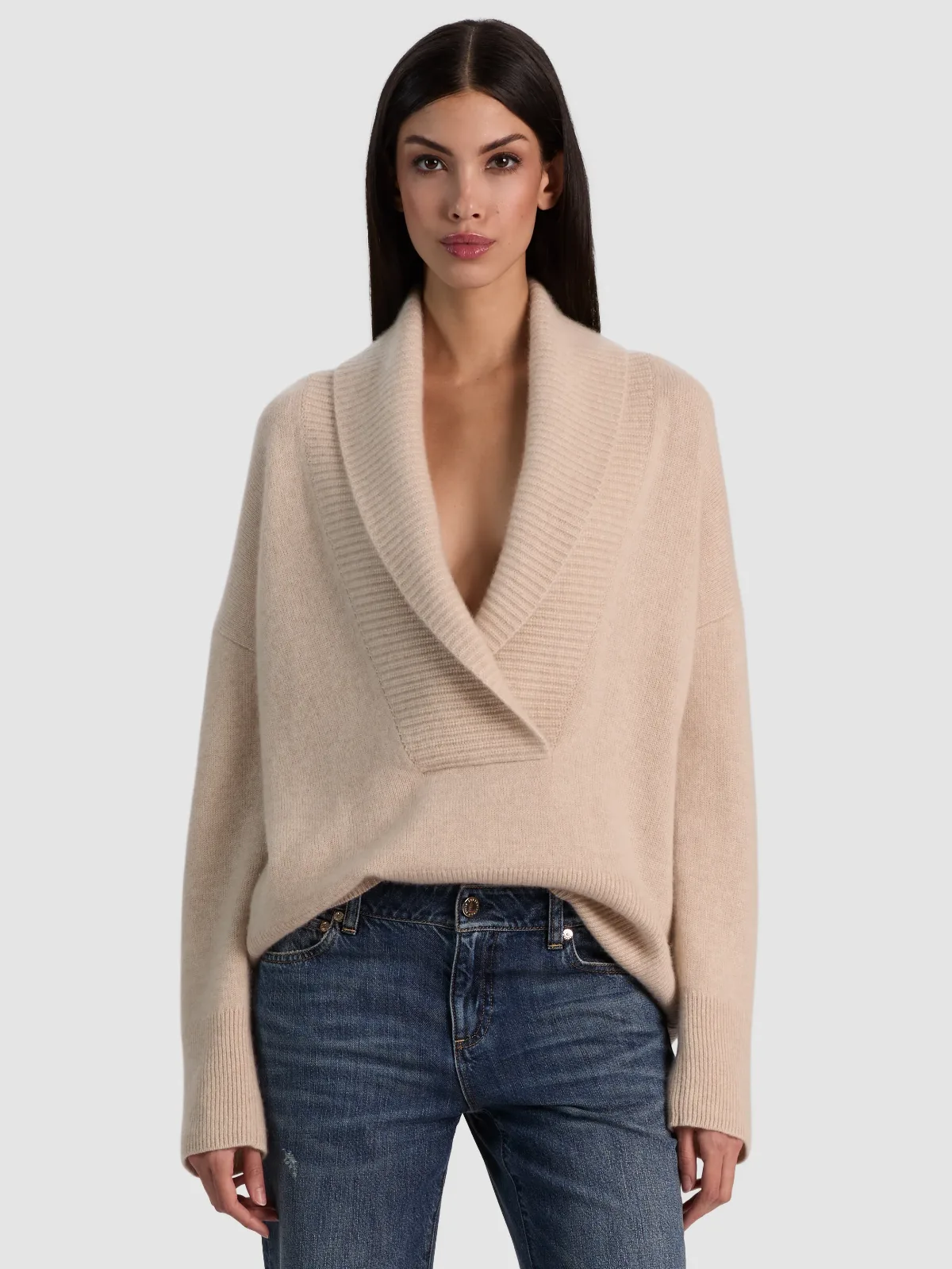 Brenda Cashmere Shawl Collar Tunic by Alice + Olivia