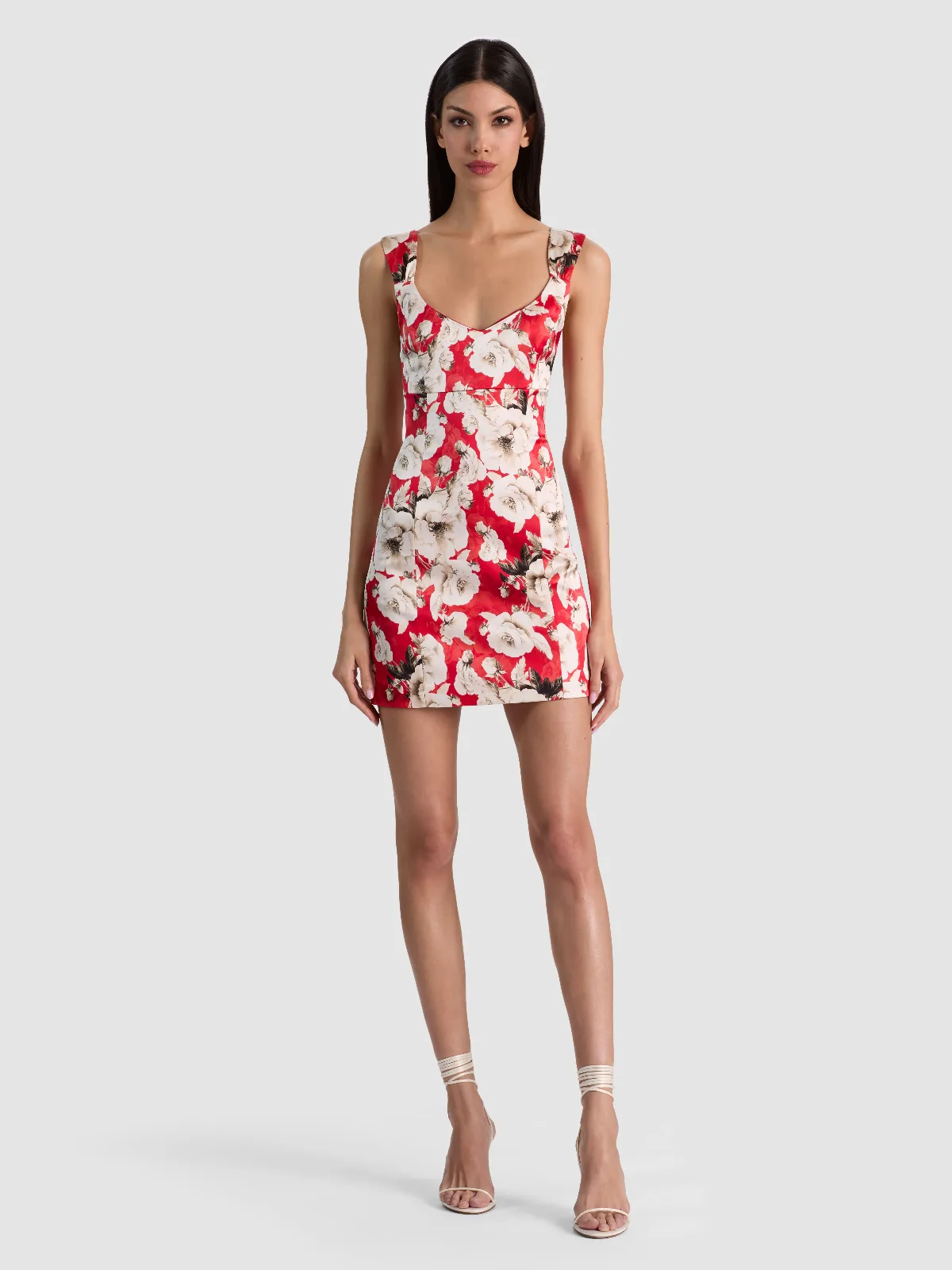 Renee Soft V-Neck Fitted Mini Dress by Alice + Olivia