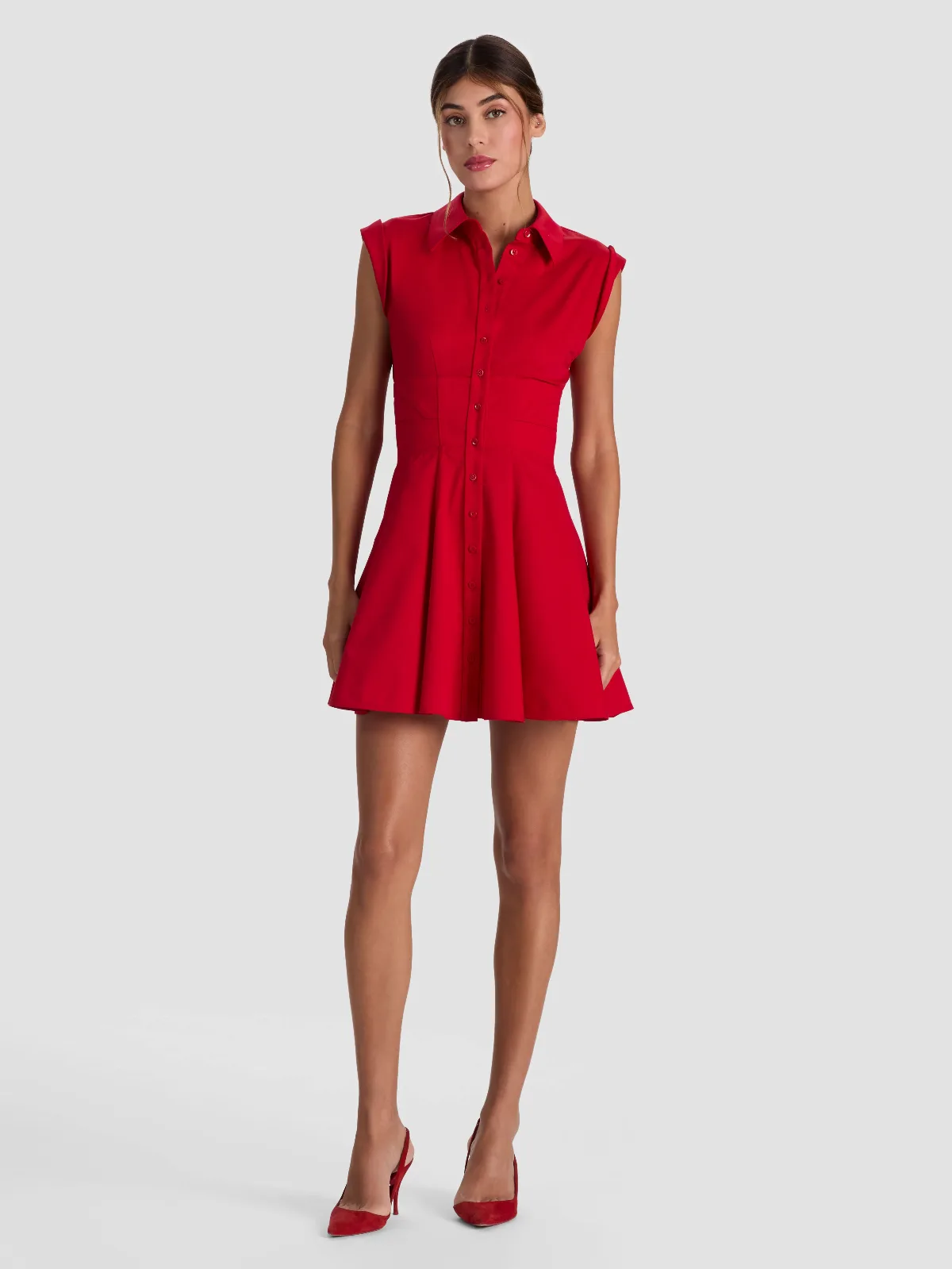 Kim Paneled Corset Flared Mini Shirt Dress