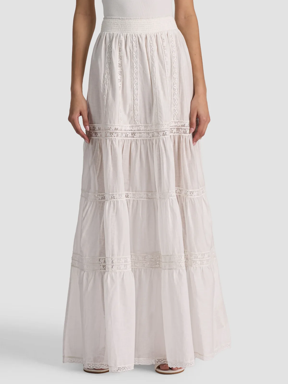 Kathryn Tiered Maxi Skirt - Off White