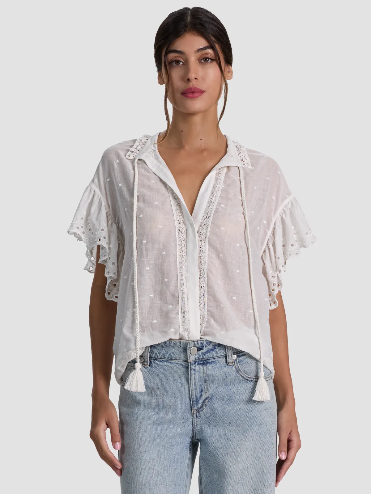 Julius Embr Short Rfl Slv Tunic Top by Alice + Olivia