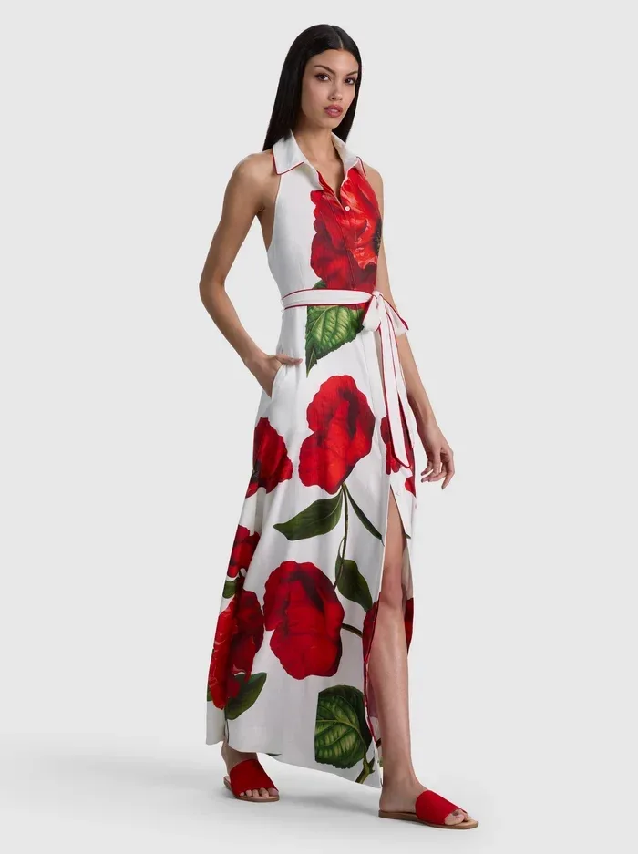 Chassidy Halter Maxi W Embr Belt by Alice + Olivia