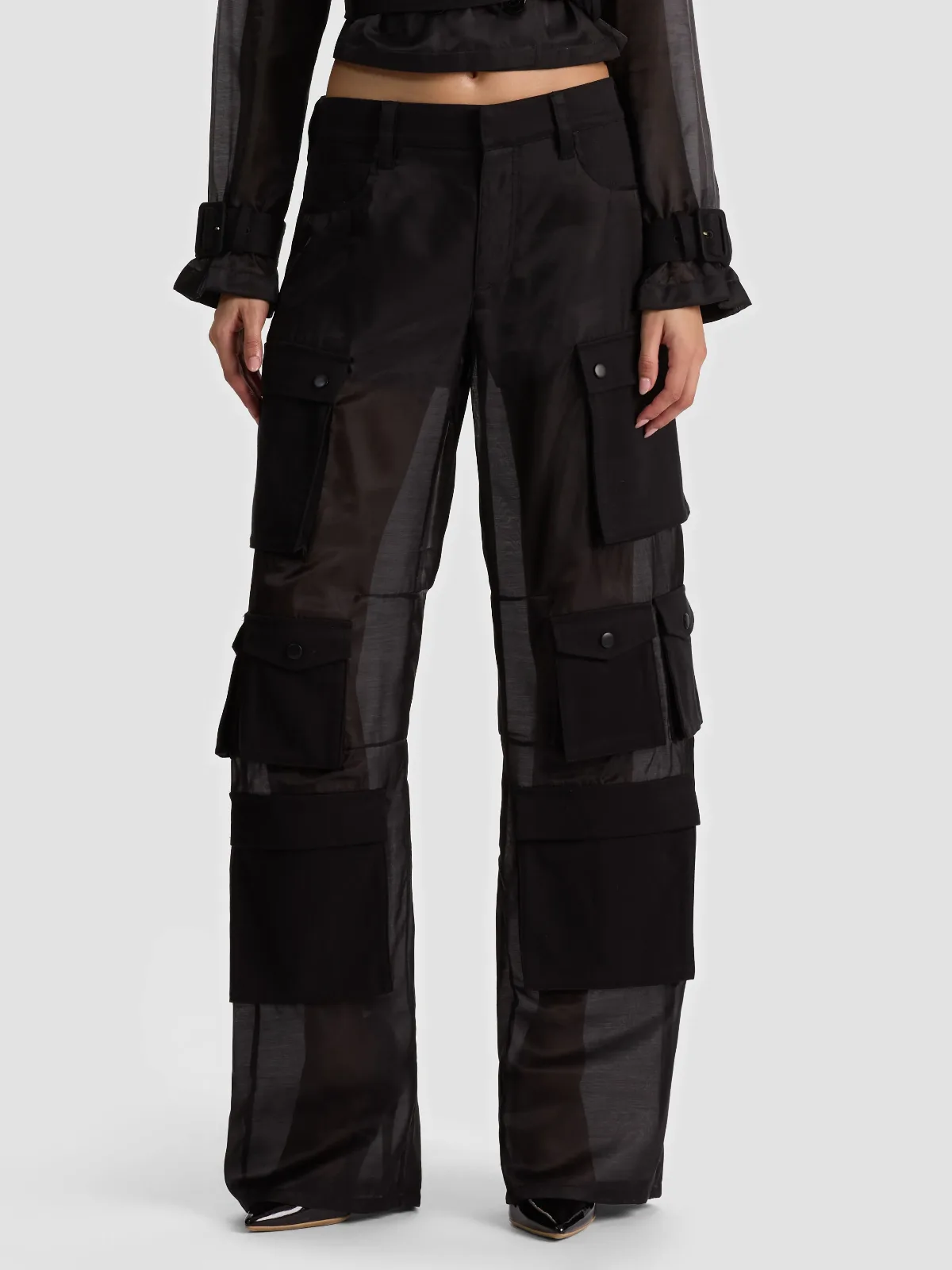 Olympia Sheer Combo Cargo Pant by Alice + Olivia