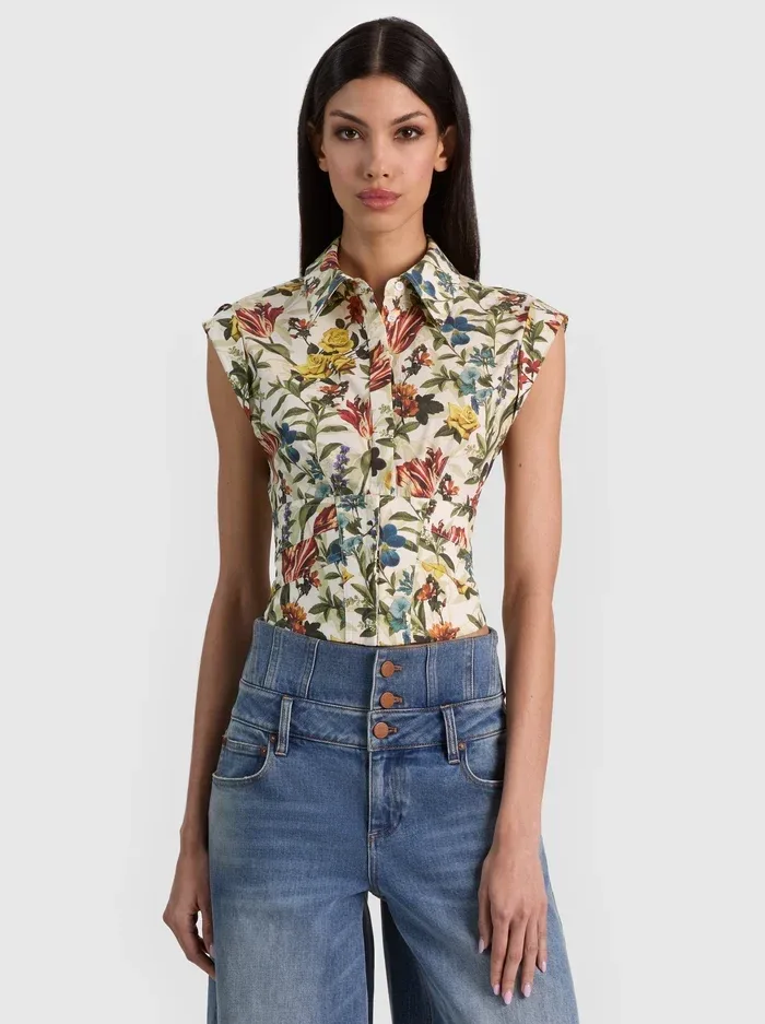 Kim Corset Button Down by Alice + Olivia