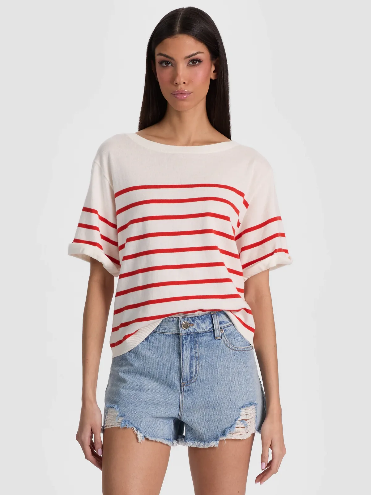 Amelie Striped Knit Tee by Alice + Olivia