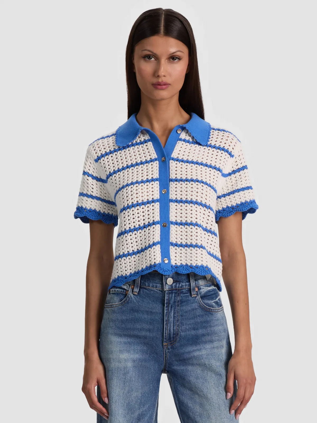 Randall Pointelle Polo Cardi by Alice + Olivia