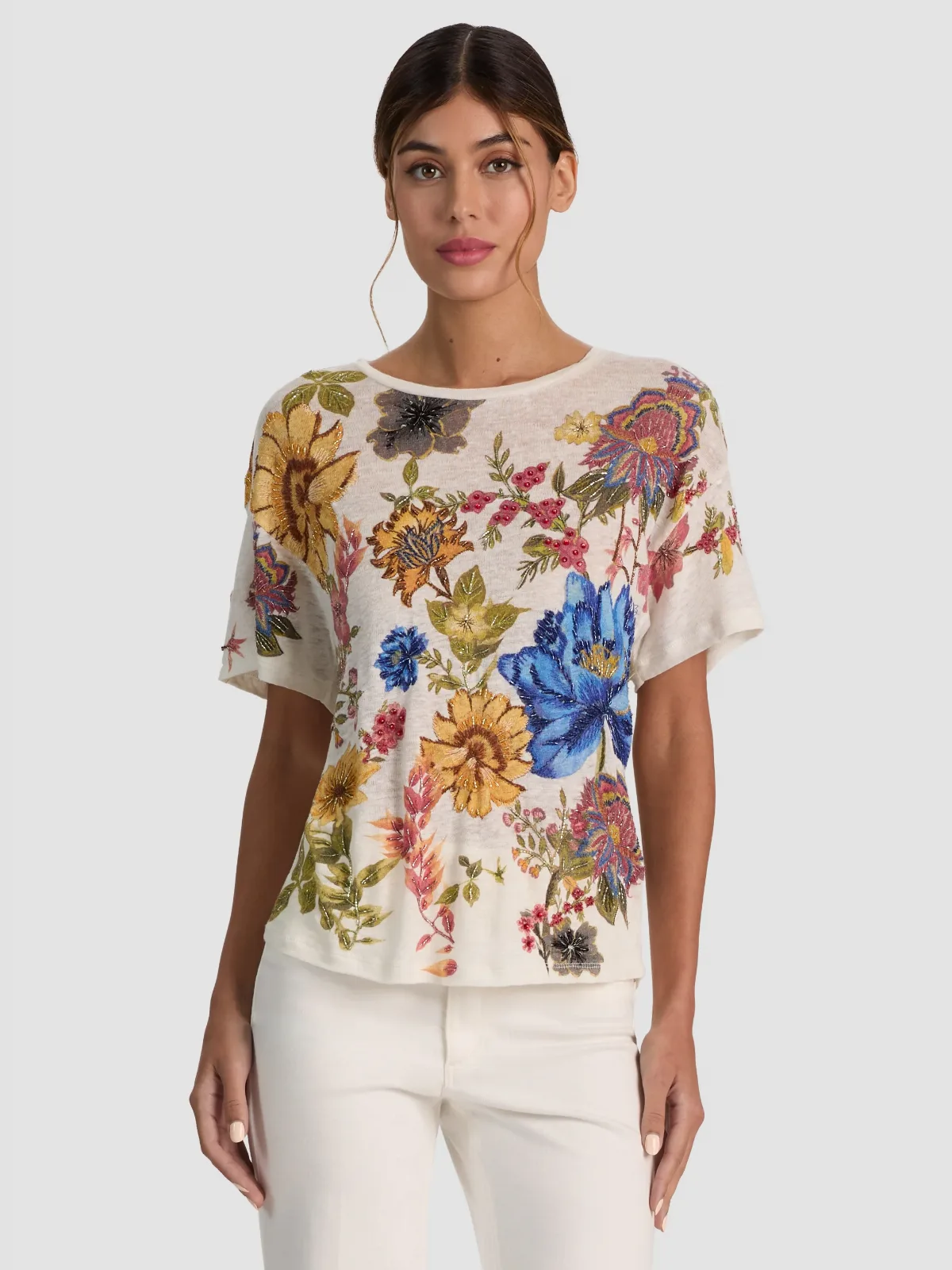 Evan Embellished Oversized Tee by Alice + Olivia