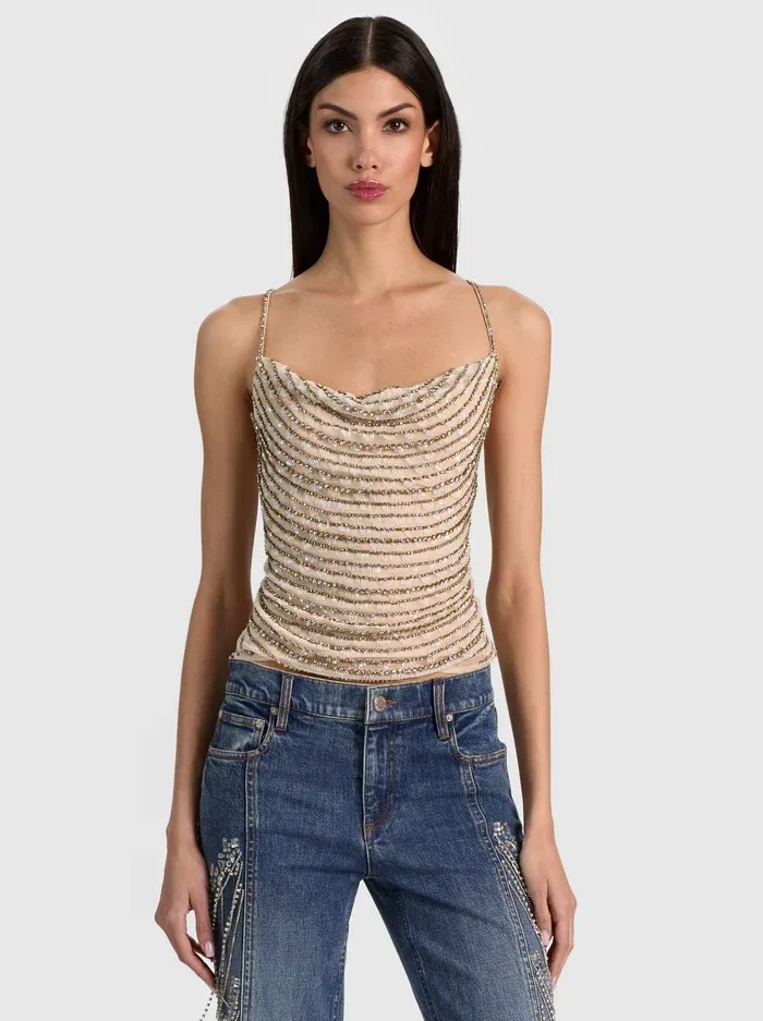 Harmon Crystal Slip Tank by Alice + Olivia