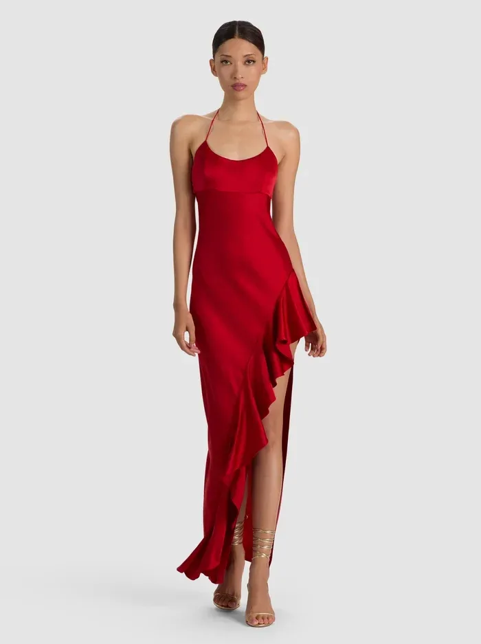 Palma Ruffle Maxi Dress - Hibiscus