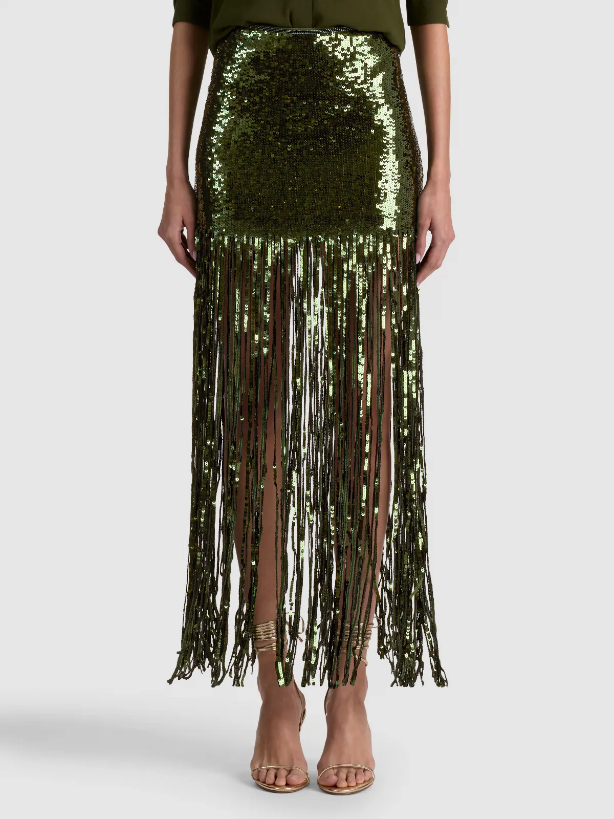 Kendra Sequin Fringe Maxi Skirt by Alice + Olivia