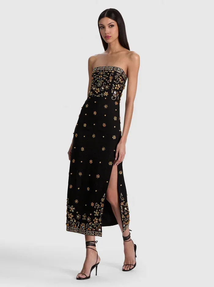 Nina Embellished Midi Dress - Black/Multi by Alice + Olivia