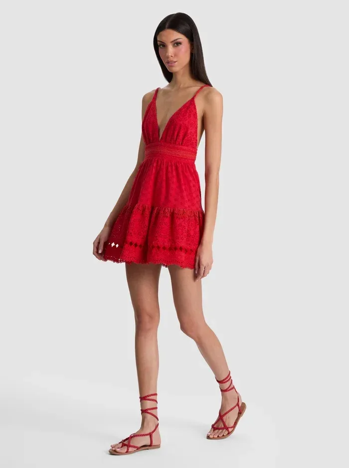 Lorene Embroidered Mini Dress by Alice + Olivia