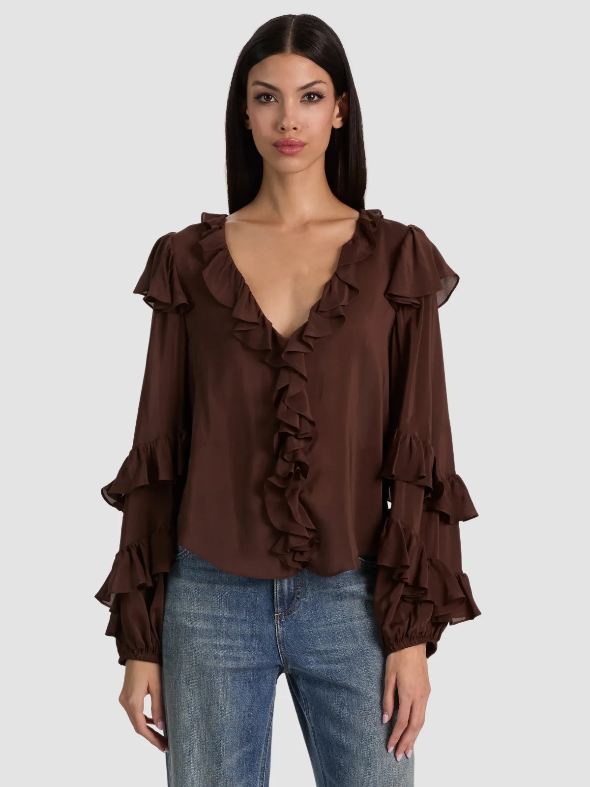 Rylee Ruffle Blouse by Alice + Olivia