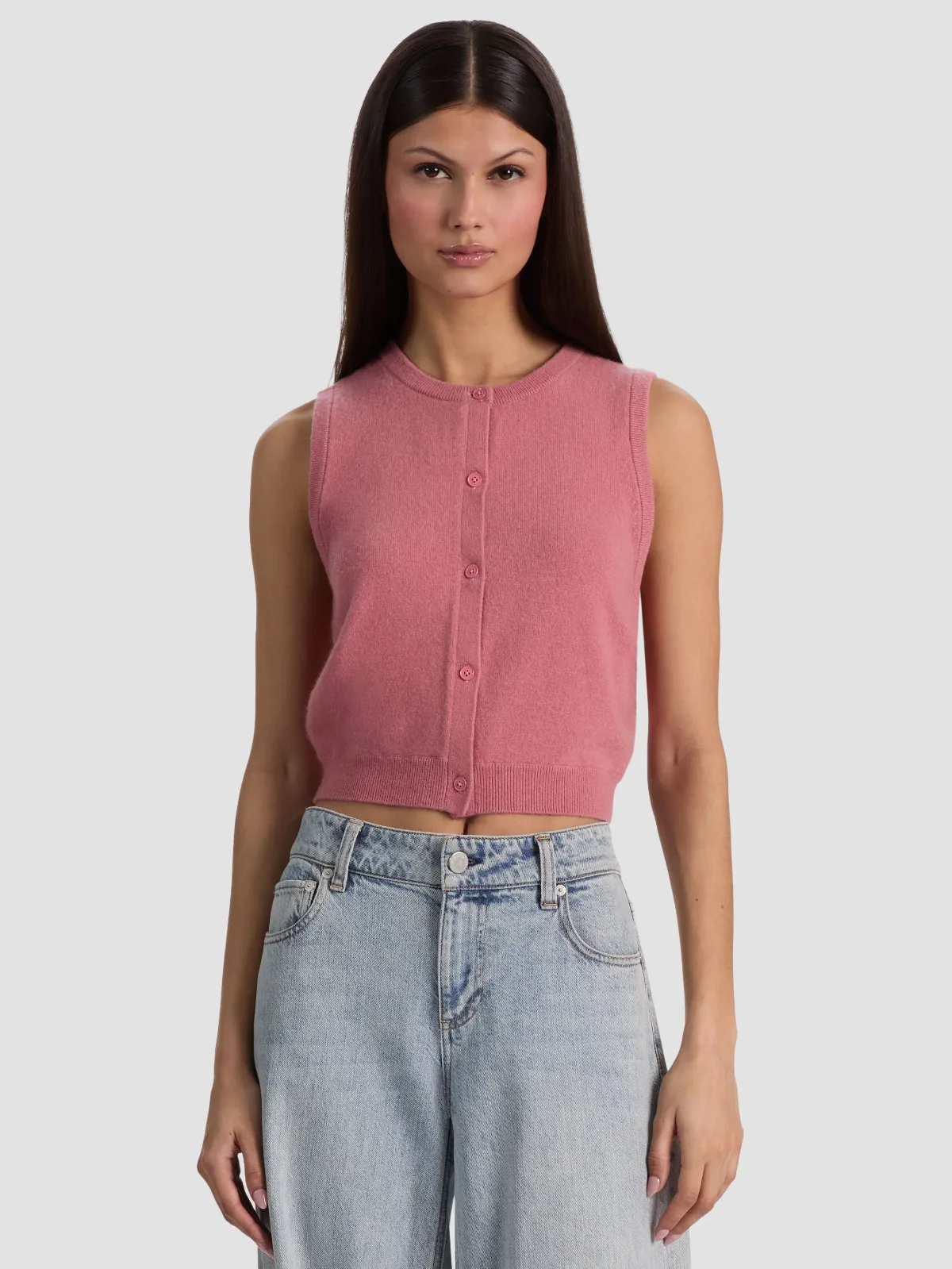 Loly Button Front Cashmere Vest by Alice + Olivia