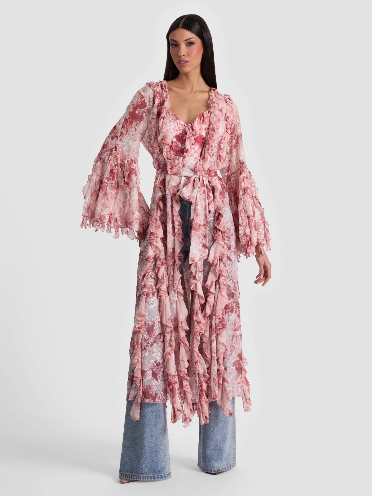 Cher Ruffle Maxi Robe by Alice + Olivia