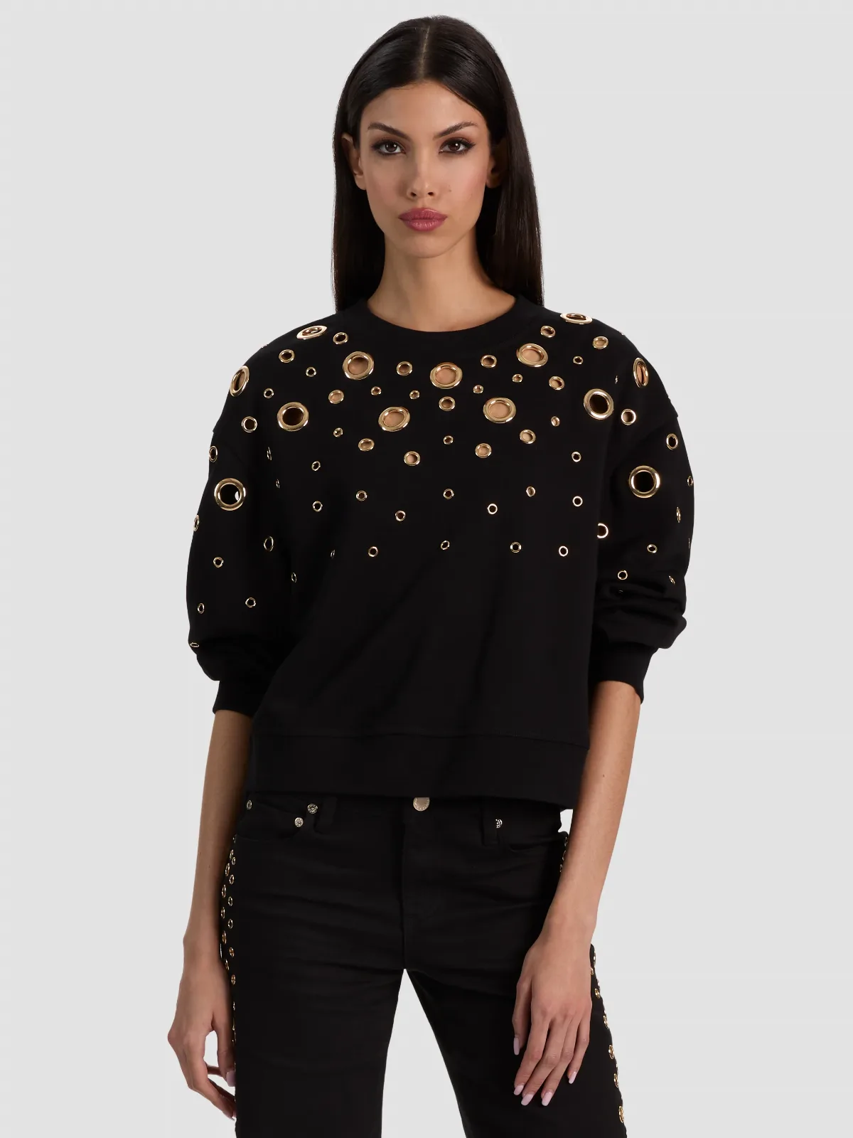 Russell Grommet Relaxed Crewneck Sweatshirt by Alice + Olivia