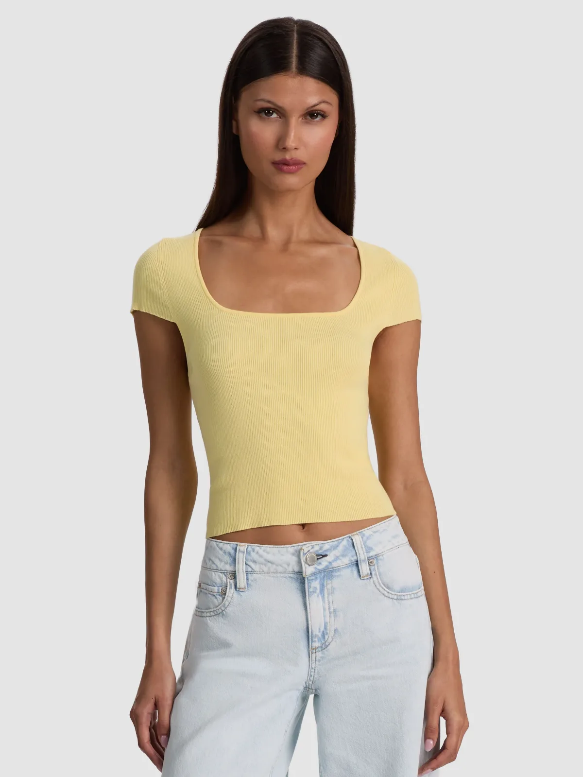 Anais Ribbed Baby Tee by Alice + Olivia