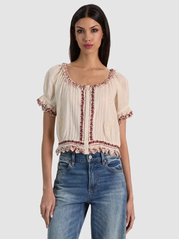 Mclaine Puff Sleeve Blouse by Alice + Olivia