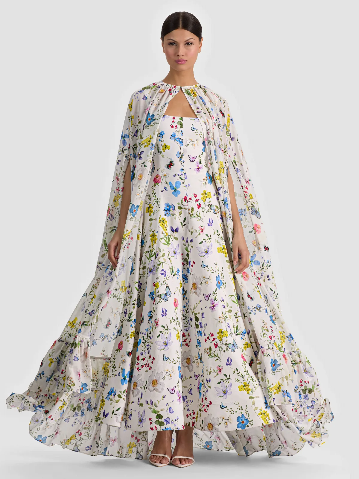 Roya Maxi Cape - Twisting Vines Off White by Alice + Olivia