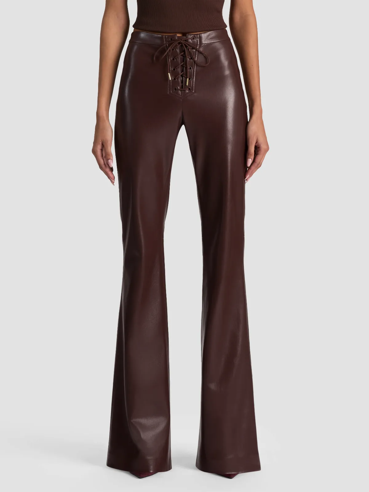Ravyn Vegan Leather Lace Up Bootcut Pant by Alice + Olivia