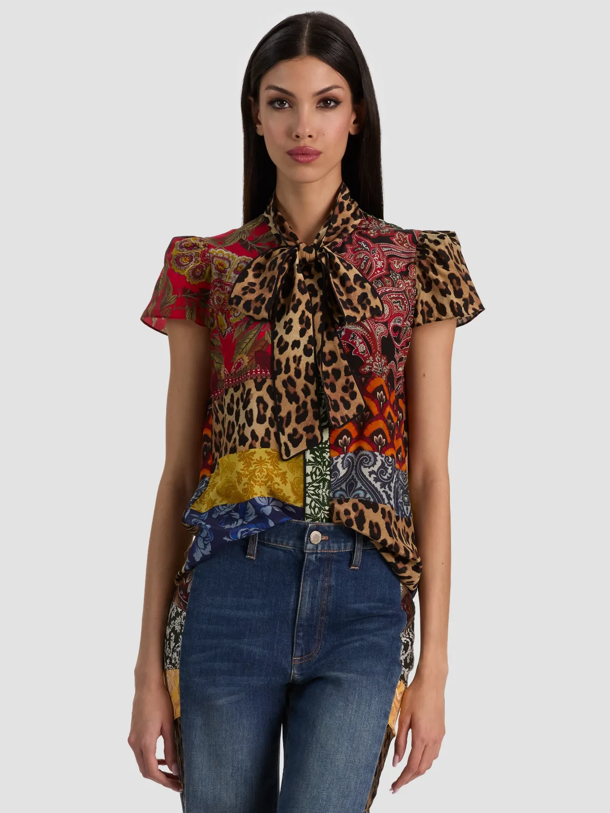 Jeannie Piped Bow Cllr Cap Slv Btn Dwn by Alice + Olivia